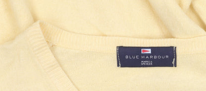 Marks and Spencer Men’s Yellow V-Neck Acrylic Jumper Size L