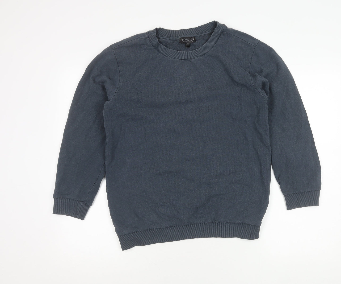 Topshop Women’s Blue Pullover Sweatshirt UK 6 Cotton Blend