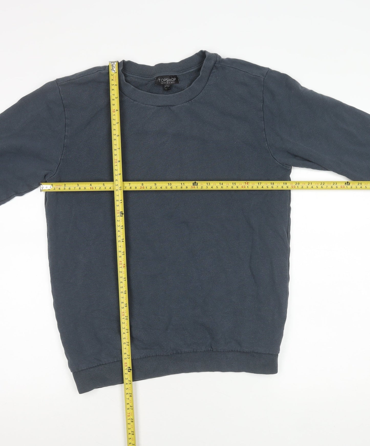 Topshop Women’s Blue Pullover Sweatshirt UK 6 Cotton Blend