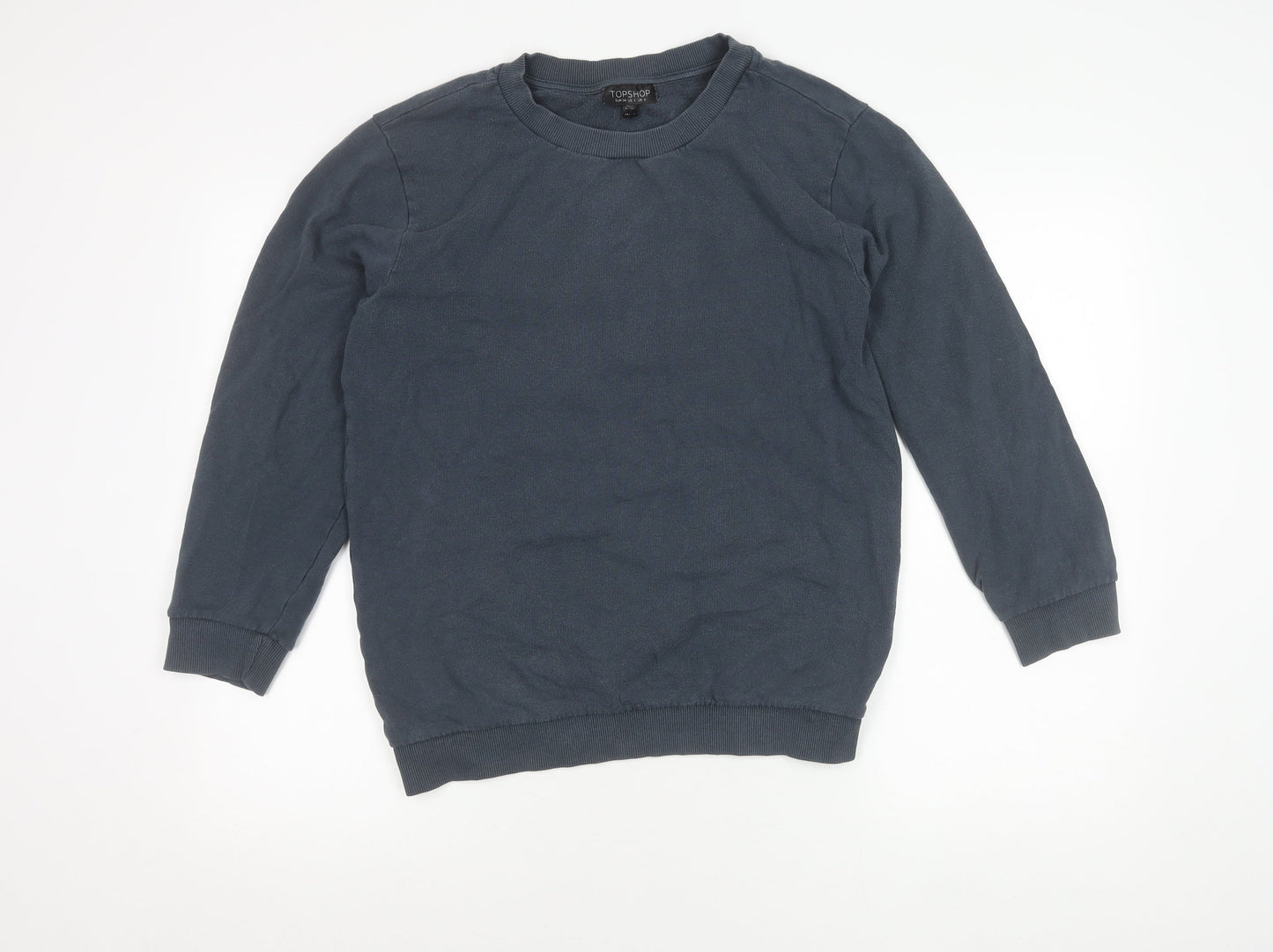 Topshop Women’s Blue Pullover Sweatshirt UK 6 Cotton Blend
