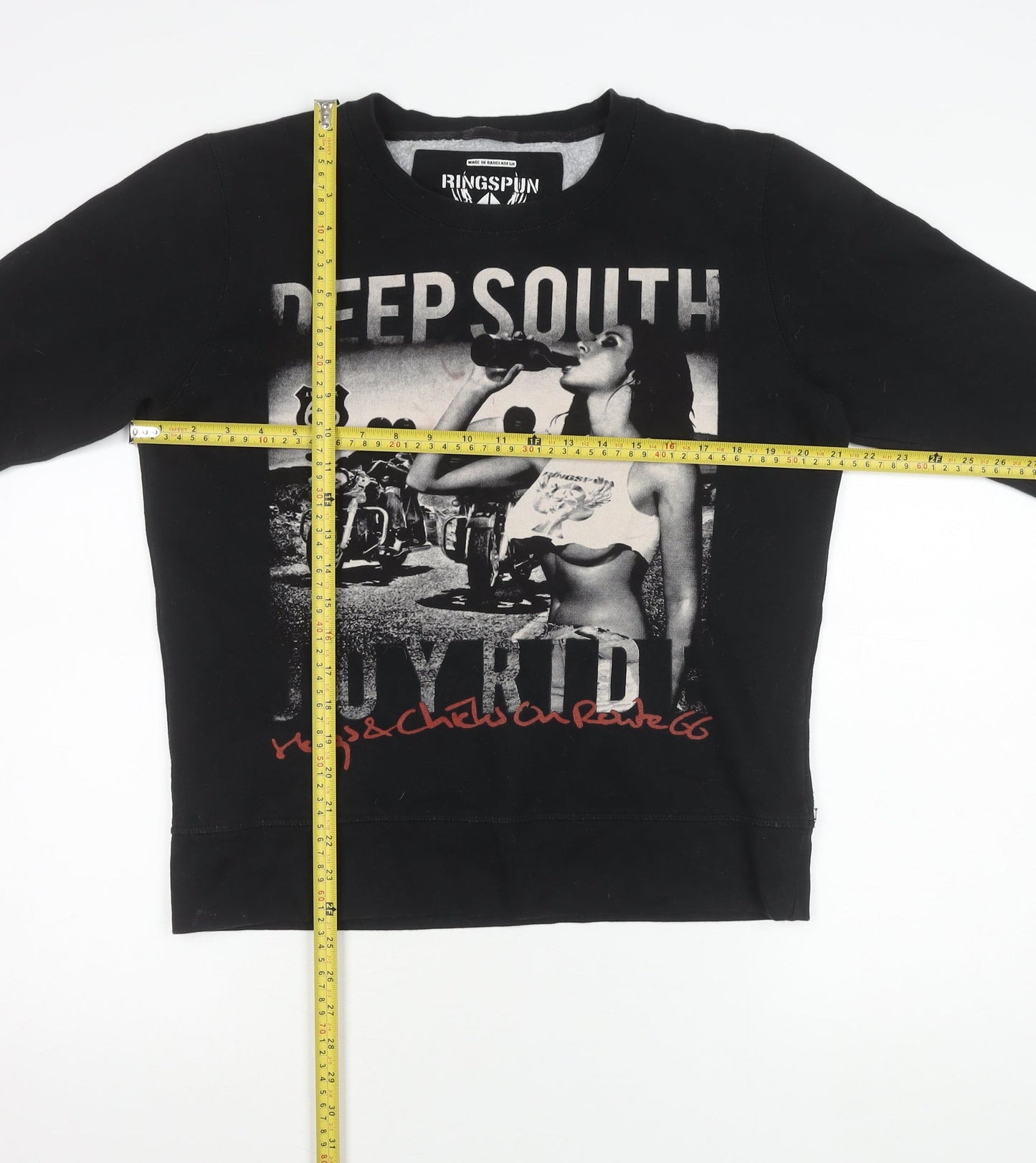 Ringspun Men’s Black Graphic Sweatshirt Small Pullover Biker Retro
