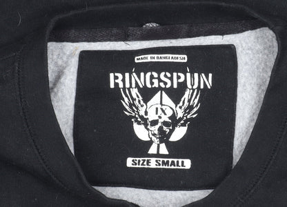 Ringspun Men’s Black Graphic Sweatshirt Small Pullover Biker Retro