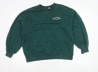 Divided Womens Green Logo Sweatshirt S Regular Fit Pullover Crew Neck