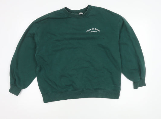 Divided Womens Green Logo Sweatshirt S Regular Fit Pullover Crew Neck