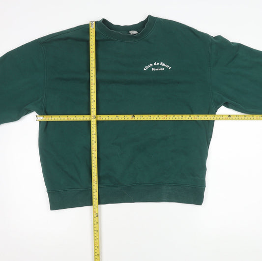 Divided Womens Green Logo Sweatshirt S Regular Fit Pullover Crew Neck