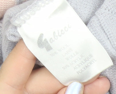 Gabicci Mens Grey Pink Wool Blend V-Neck Retro Pullover Jumper XL