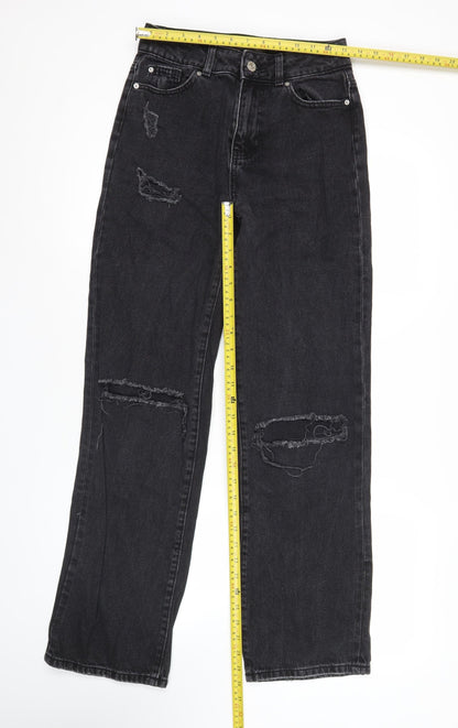 Primark Women’s Black Distressed Straight Leg Jeans Size 6 Regular