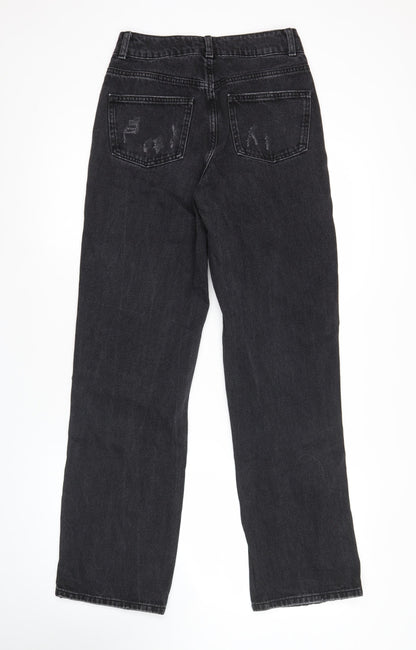 Primark Women’s Black Distressed Straight Leg Jeans Size 6 Regular