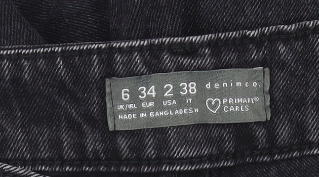 Primark Women’s Black Distressed Straight Leg Jeans Size 6 Regular
