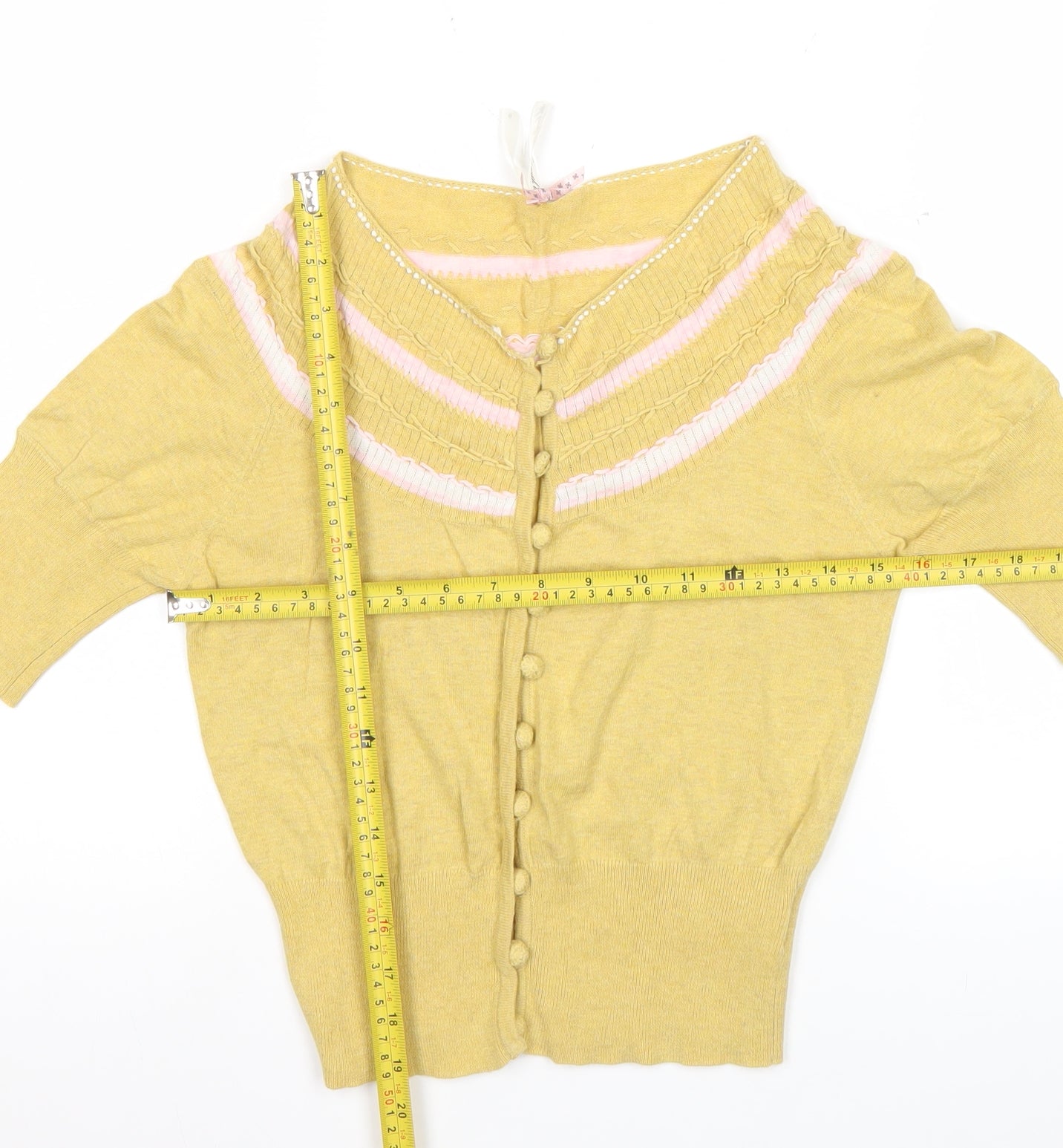 Womens UK Size 6 NEXT Yellow Cardigan Jumper