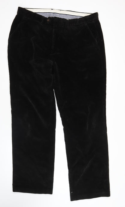 John Lewis Men’s Black Corduroy Trousers 38R Regular Straight Cotton