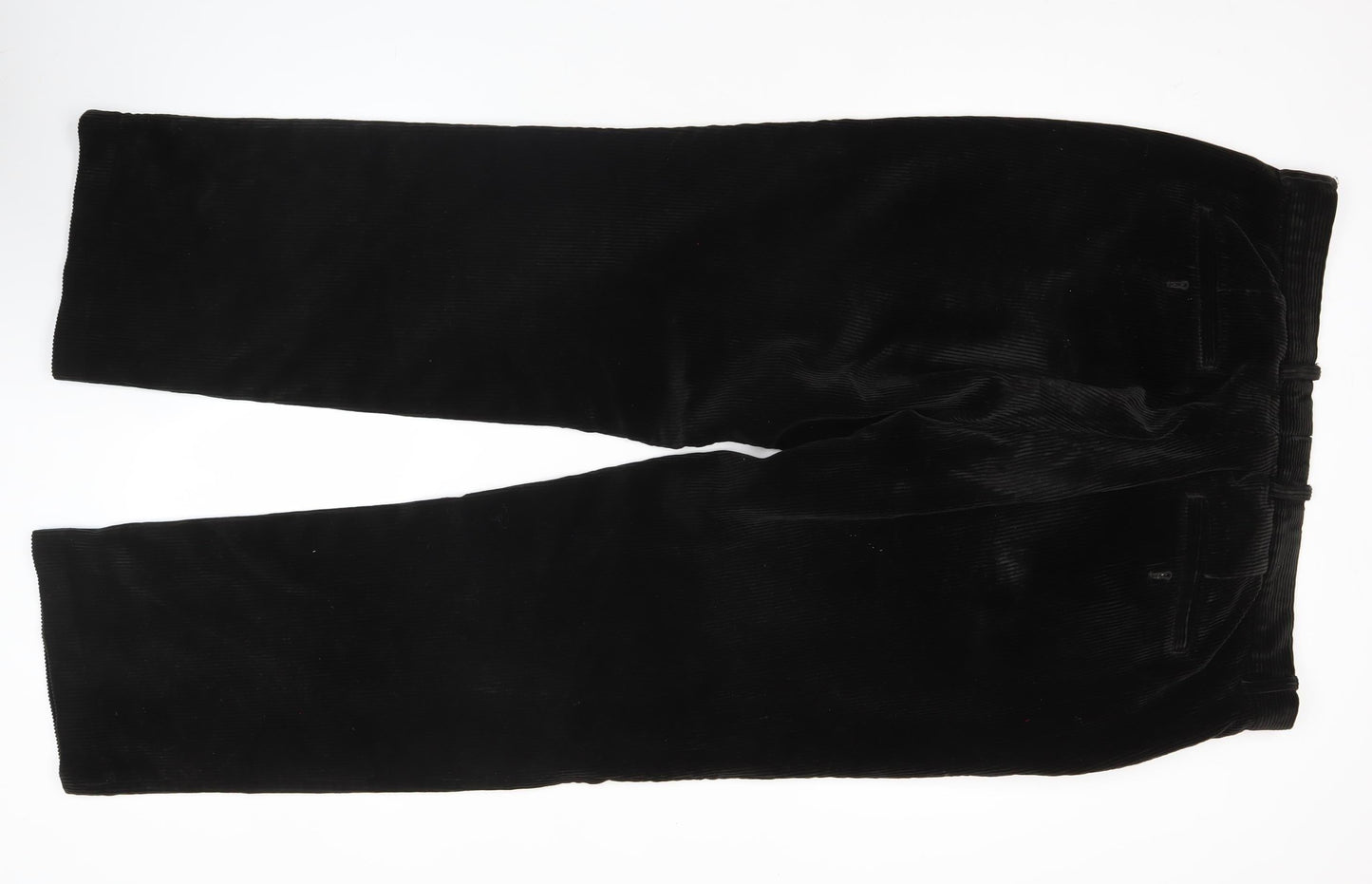 John Lewis Men’s Black Corduroy Trousers 38R Regular Straight Cotton