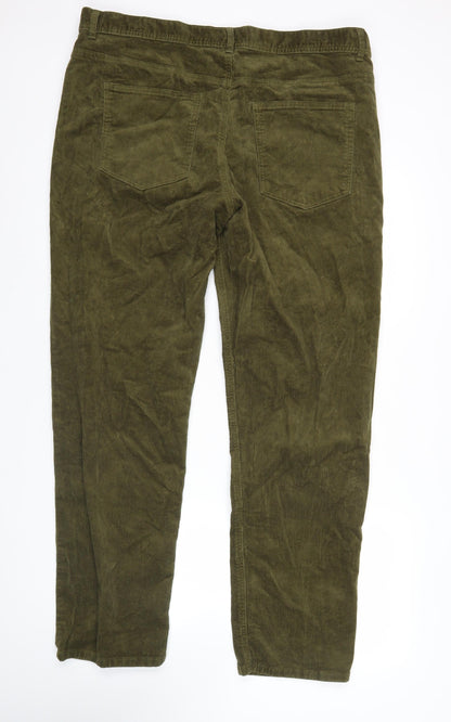 TU Mens Green Corduroy Chino Trousers 38W 28L Straight Fit