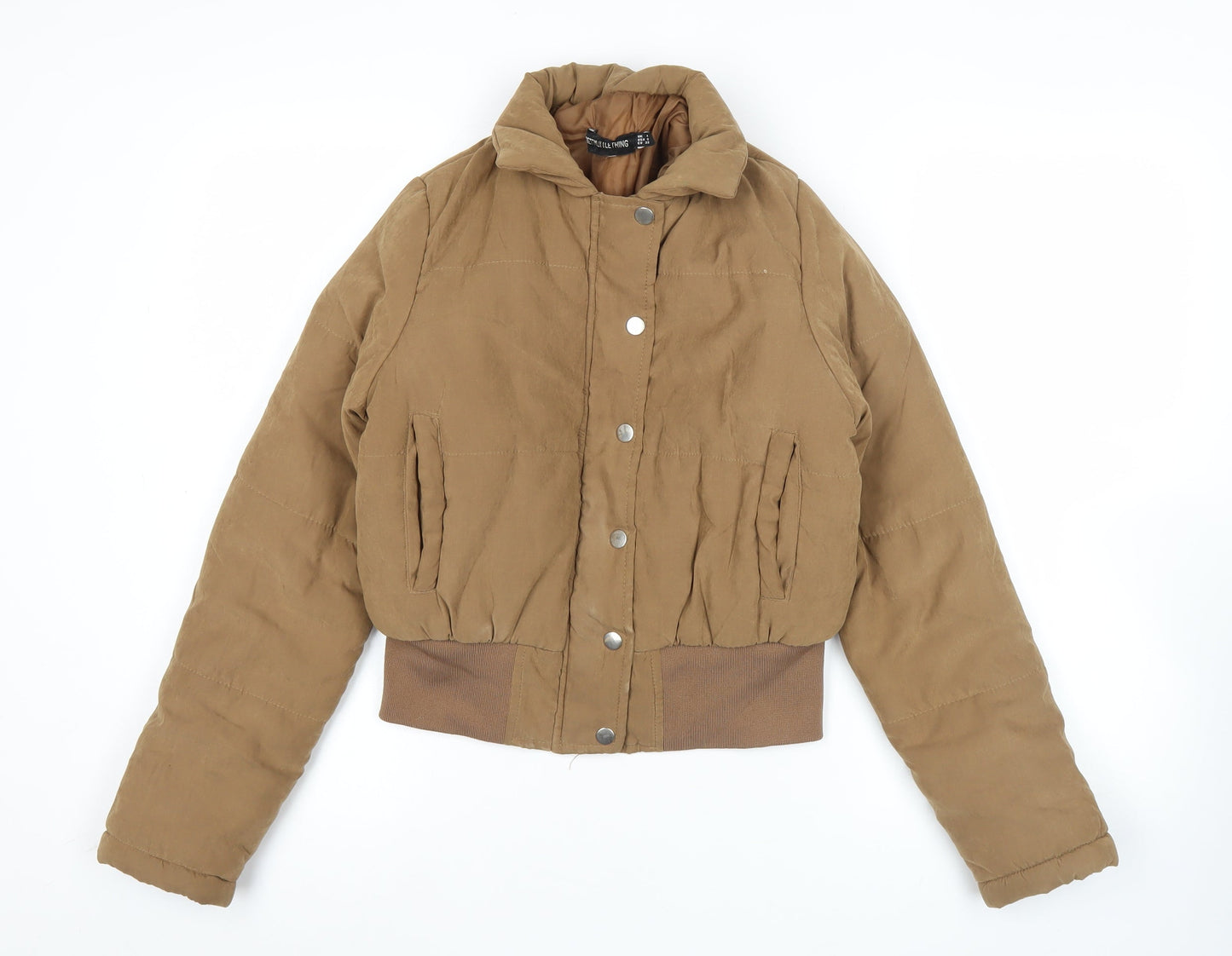 Womens UK Size 4 PRETTYLITTLETHING Brown Puffer Jacket