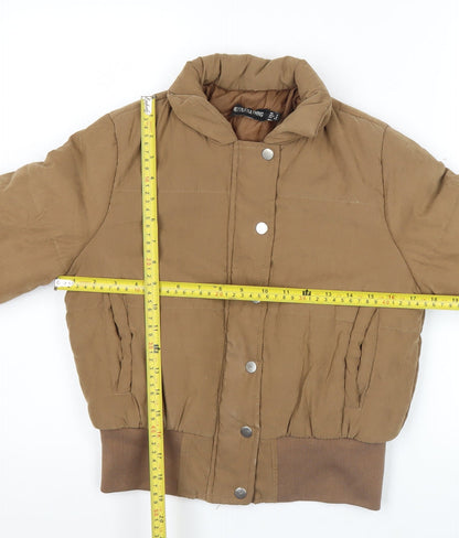 Womens UK Size 4 PRETTYLITTLETHING Brown Puffer Jacket