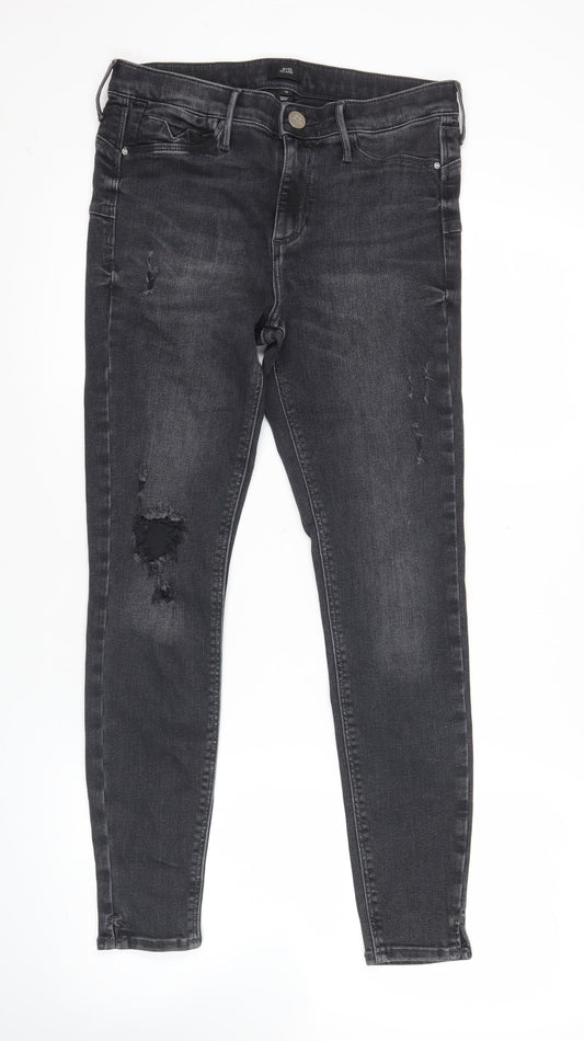River Island Womens Black Distressed Skinny Jeans Size 12