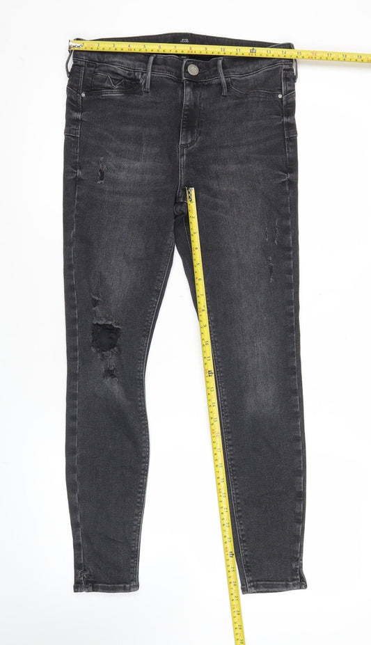 River Island Womens Black Distressed Skinny Jeans Size 12