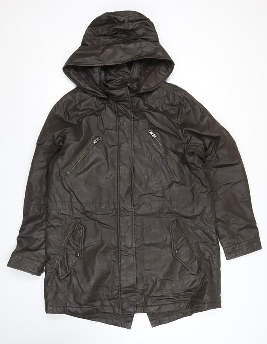 Papaya Women’s Brown Size 16 Hooded Parka Coat Cotton Mid Length