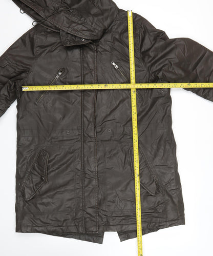 Papaya Women’s Brown Size 16 Hooded Parka Coat Cotton Mid Length