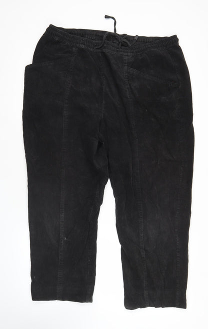 EWM Pure Classics Womens Black Linen Wide Leg Drawstring Trousers Size 20