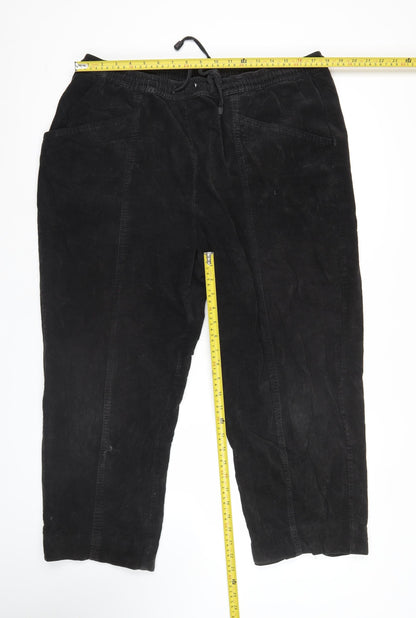 EWM Pure Classics Womens Black Linen Wide Leg Drawstring Trousers Size 20