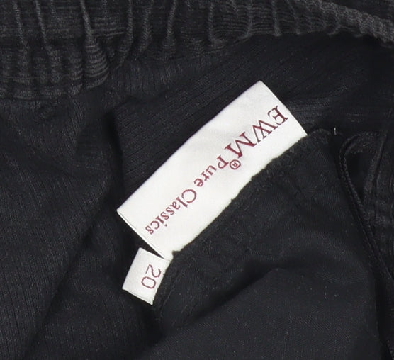 EWM Pure Classics Womens Black Linen Wide Leg Drawstring Trousers Size 20