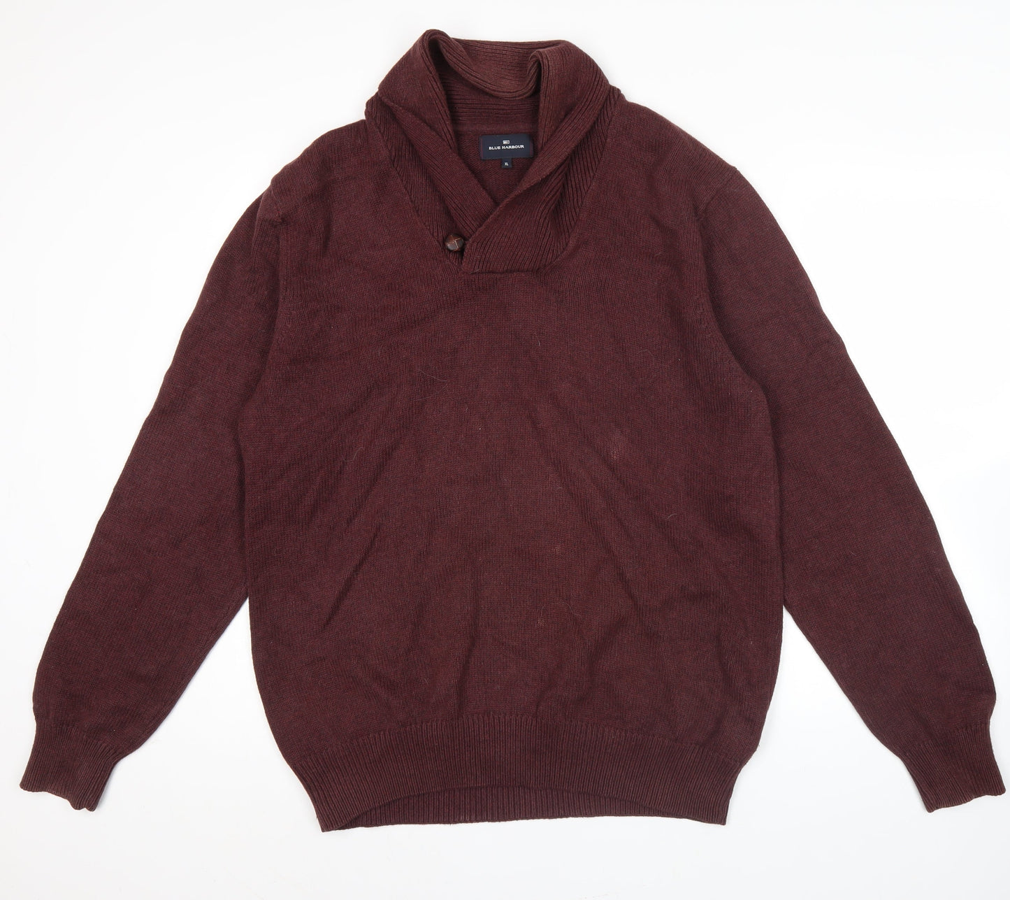 Marks and Spencer Mens Red XL Collared Cotton Pullover Jumper