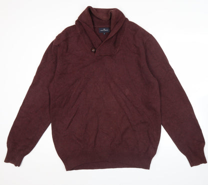 Marks and Spencer Mens Red XL Collared Cotton Pullover Jumper