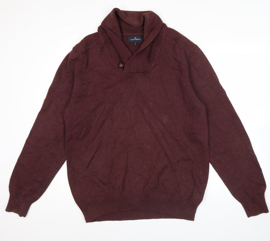 Marks and Spencer Mens Red XL Collared Cotton Pullover Jumper