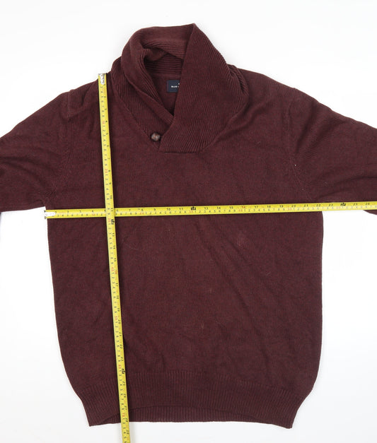 Marks and Spencer Mens Red XL Collared Cotton Pullover Jumper