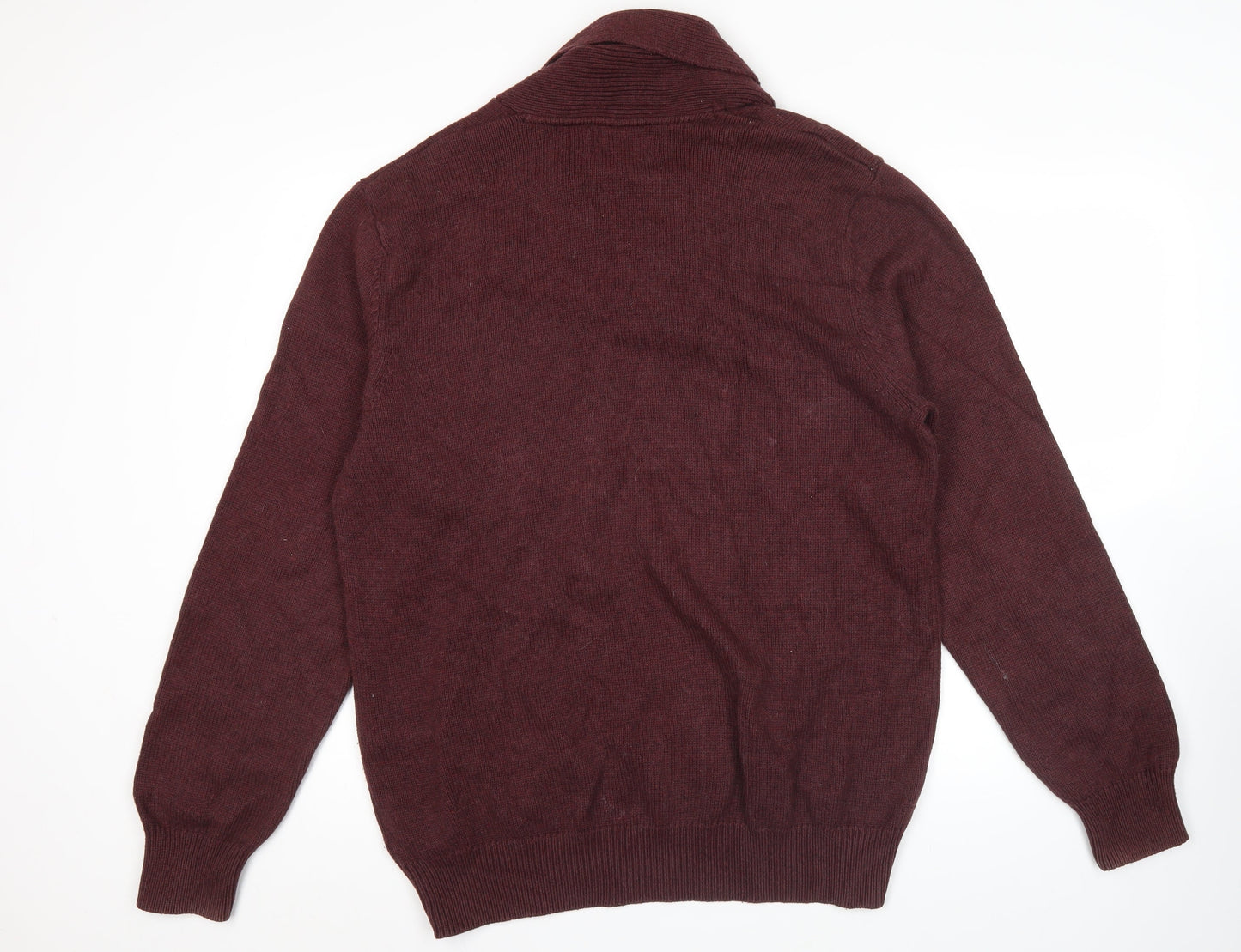 Marks and Spencer Mens Red XL Collared Cotton Pullover Jumper