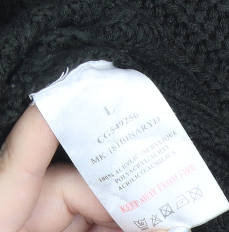 Brave Soul Men’s Black Chunky Knit Pullover Jumper Size L