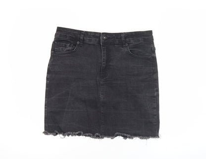 Nasty Gal Womens Black Size 12 Denim Mini Skirt Casual Stretch