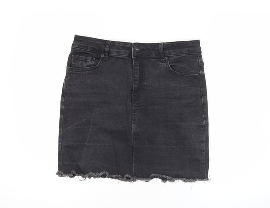 Nasty Gal Womens Black Size 12 Denim Mini Skirt Casual Stretch