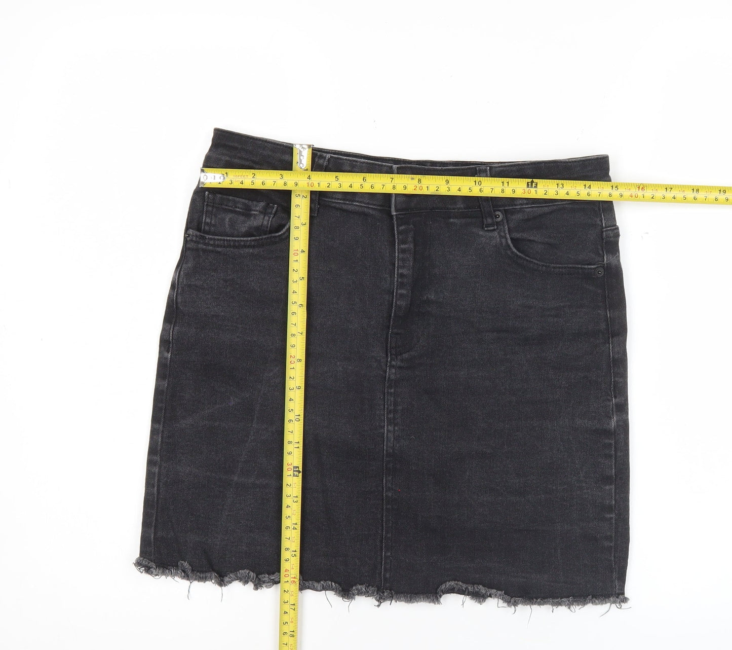 Nasty Gal Womens Black Size 12 Denim Mini Skirt Casual Stretch