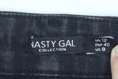 Nasty Gal Womens Black Size 12 Denim Mini Skirt Casual Stretch