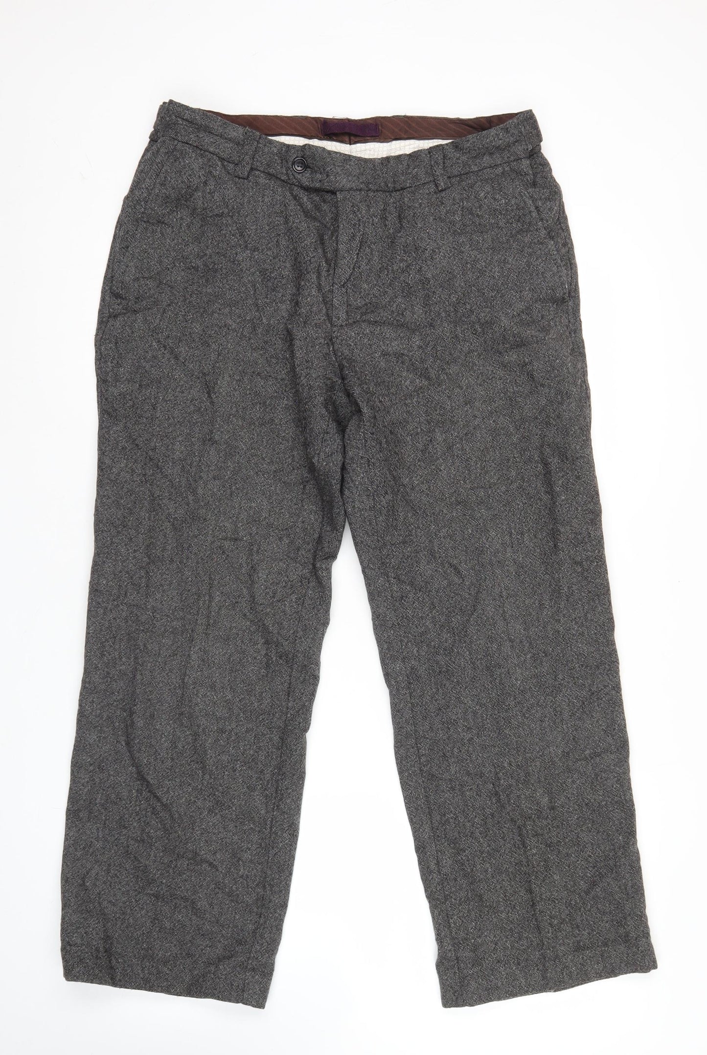 Next Men’s Grey Wool Blend Slim Low Rise Trousers Size 34S