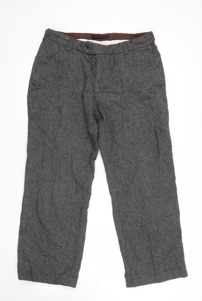 Next Men’s Grey Wool Blend Slim Low Rise Trousers Size 34S