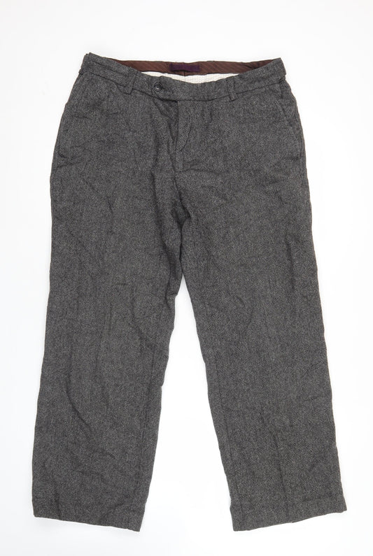 Next Men’s Grey Wool Blend Slim Low Rise Trousers Size 34S