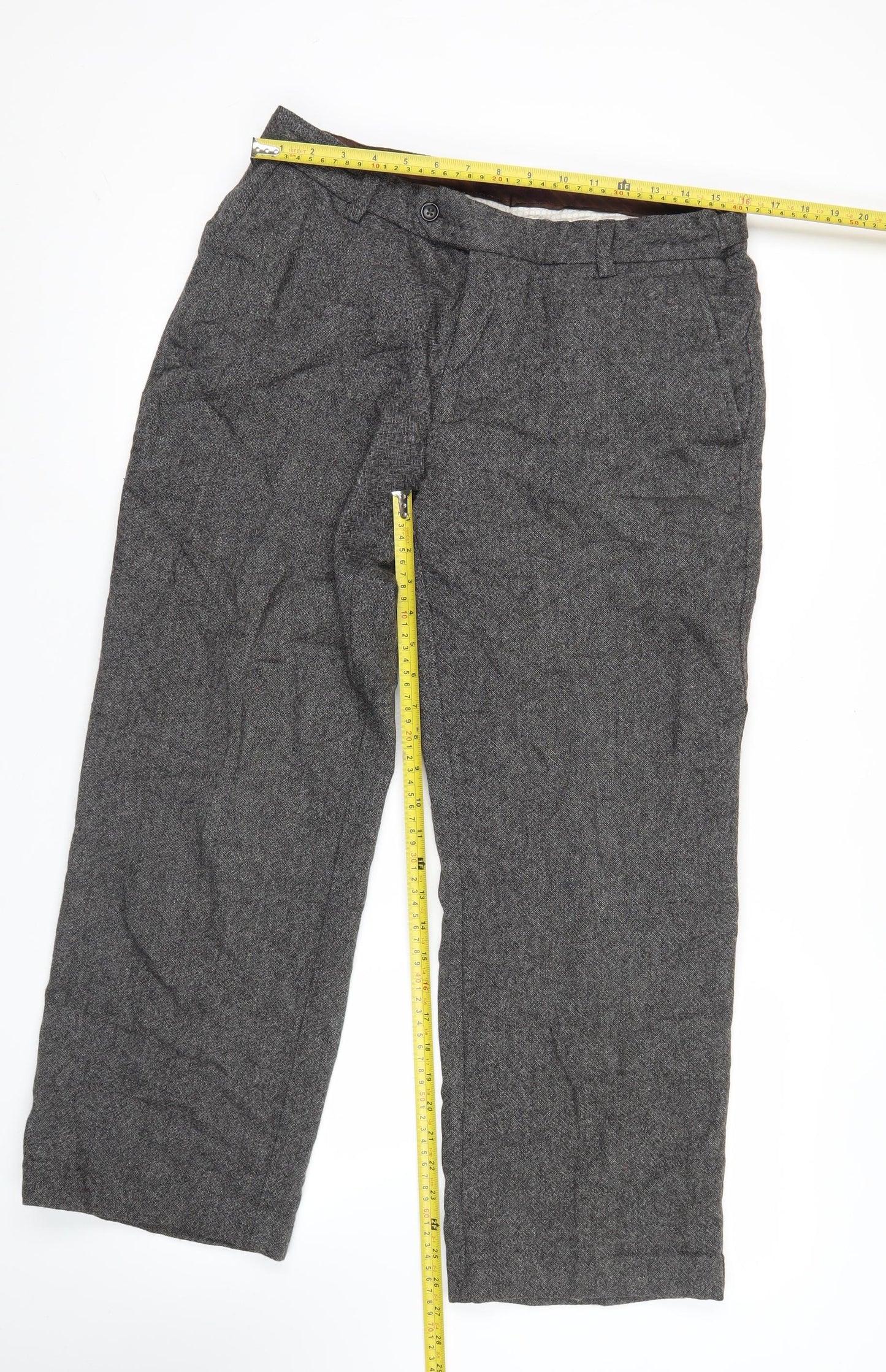 Next Men’s Grey Wool Blend Slim Low Rise Trousers Size 34S
