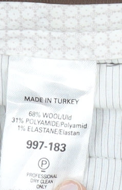 Next Men’s Grey Wool Blend Slim Low Rise Trousers Size 34S