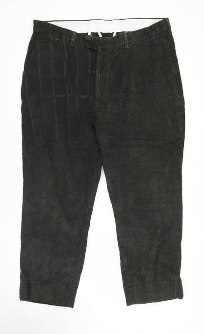 James Pringle Mens Black Corduroy Trousers 40W 31L Straight Leg