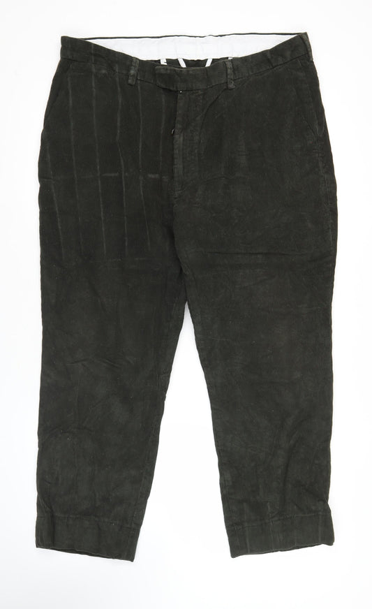 James Pringle Mens Black Corduroy Trousers 40W 31L Straight Leg