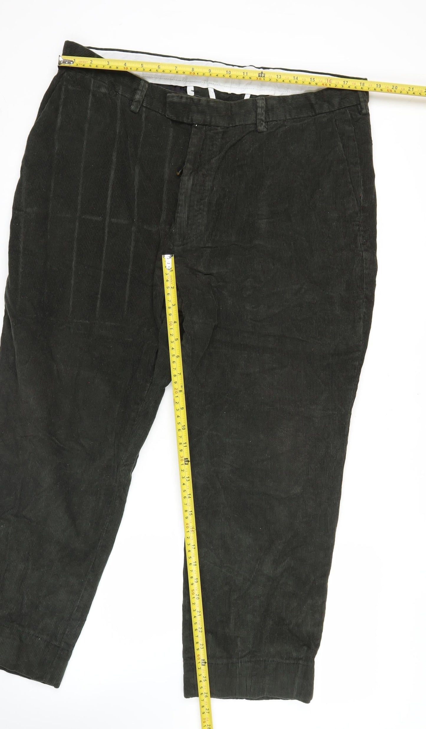 James Pringle Mens Black Corduroy Trousers 40W 31L Straight Leg