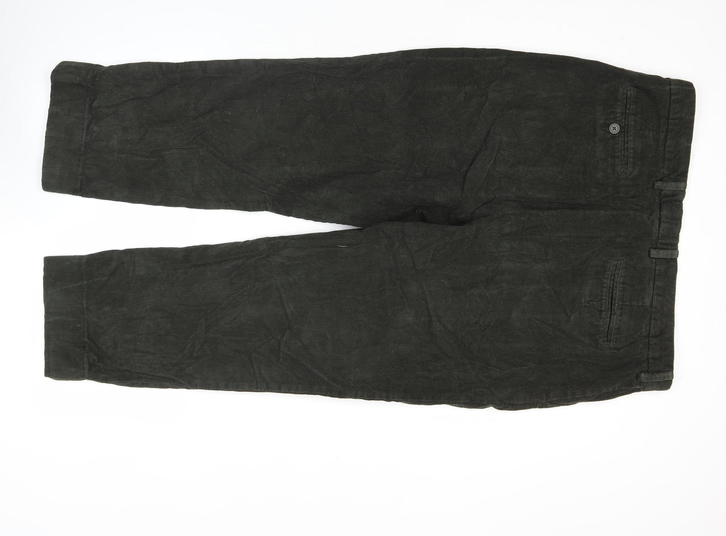 James Pringle Mens Black Corduroy Trousers 40W 31L Straight Leg