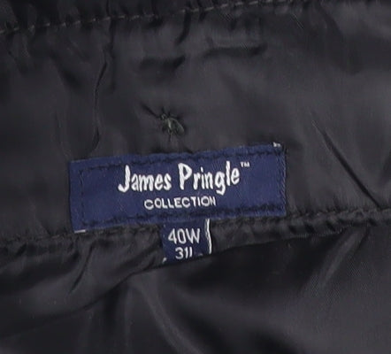 James Pringle Mens Black Corduroy Trousers 40W 31L Straight Leg