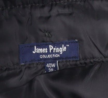 James Pringle Mens Black Corduroy Trousers 40W 31L Straight Leg