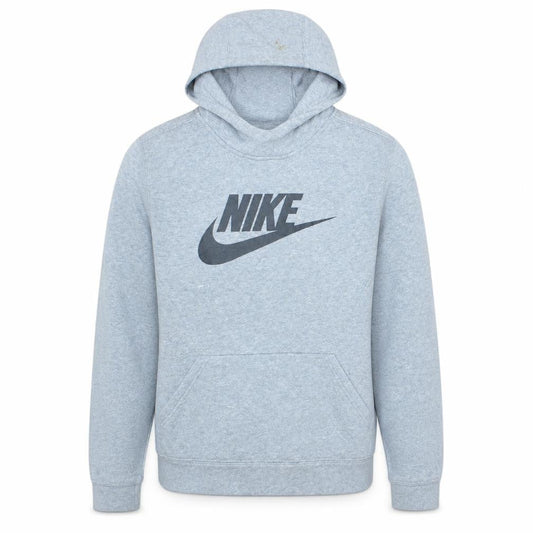 Front view of Nike Teens Grey XL Pullover Hoodie Logo Sportswear Fleece