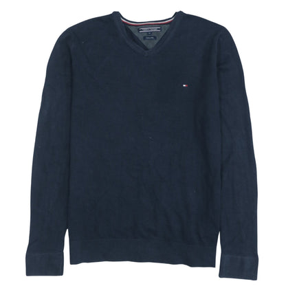 Tommy Hilfiger Men’s Blue Cotton Silk V-Neck Jumper M