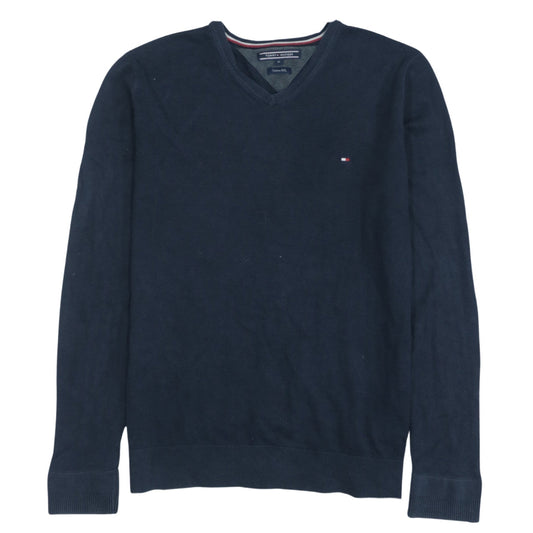 Tommy Hilfiger Men’s Blue Cotton Silk V-Neck Jumper M